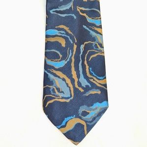 Vintage Yves Saint Laurent Blue Abstract Print Tie